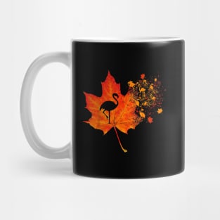 Cute Flamingo Thanksgiving Fall Leaves Costume Autumn Mug